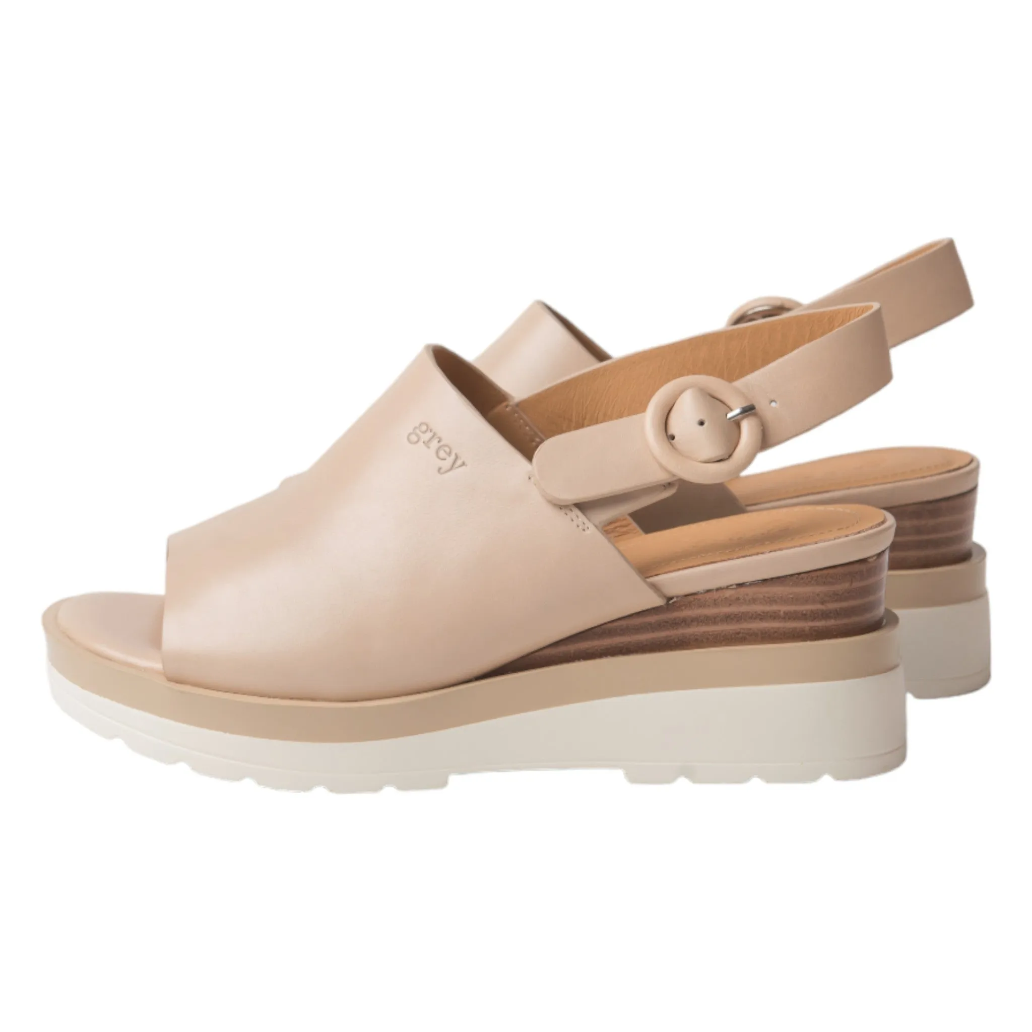 Ankle Sling Back Platform Wedge (Juliette - Cream)