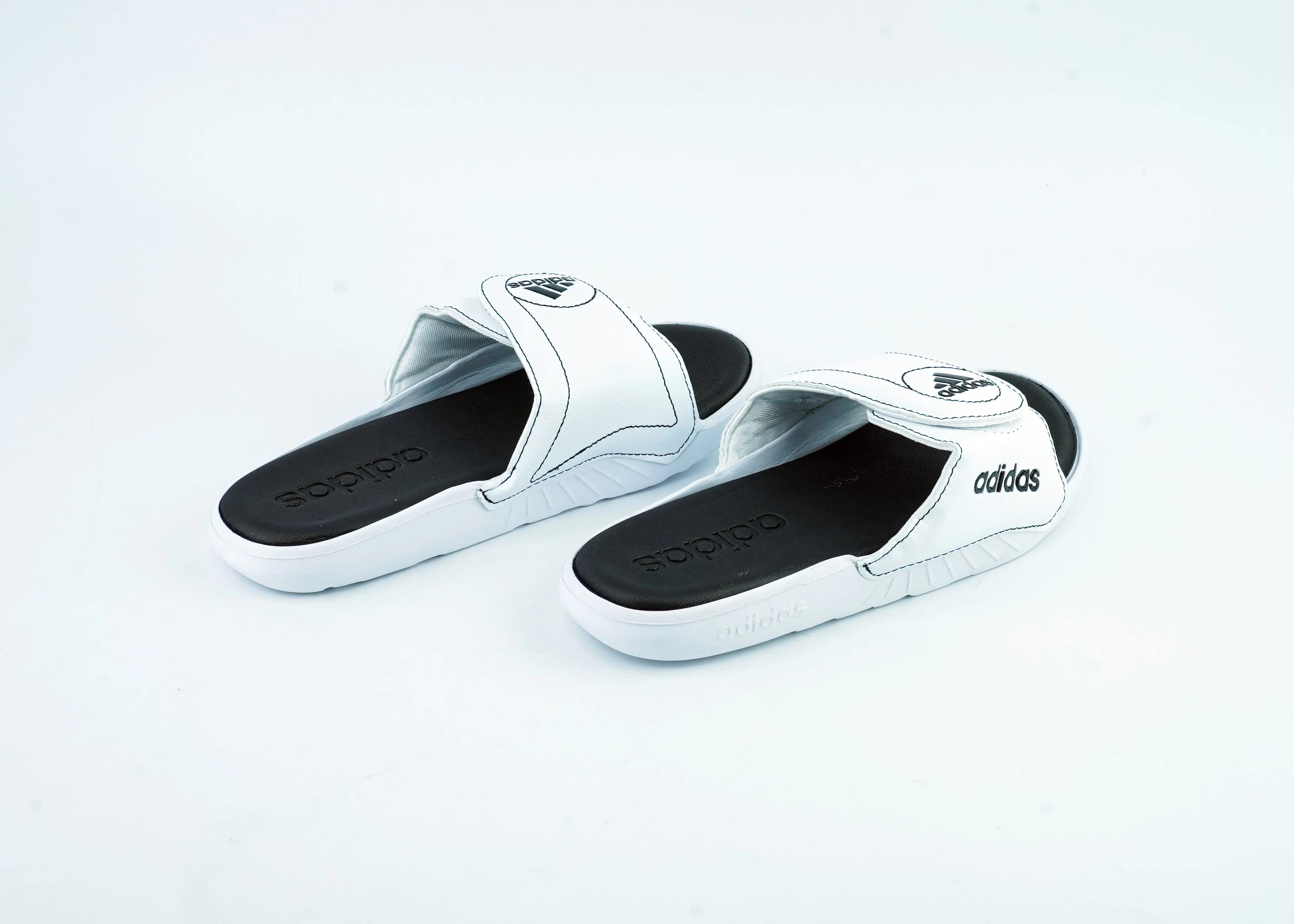 Black and White Adidas Trendy Slippers For Men