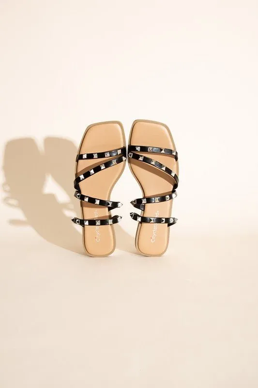 Black Studded Slides