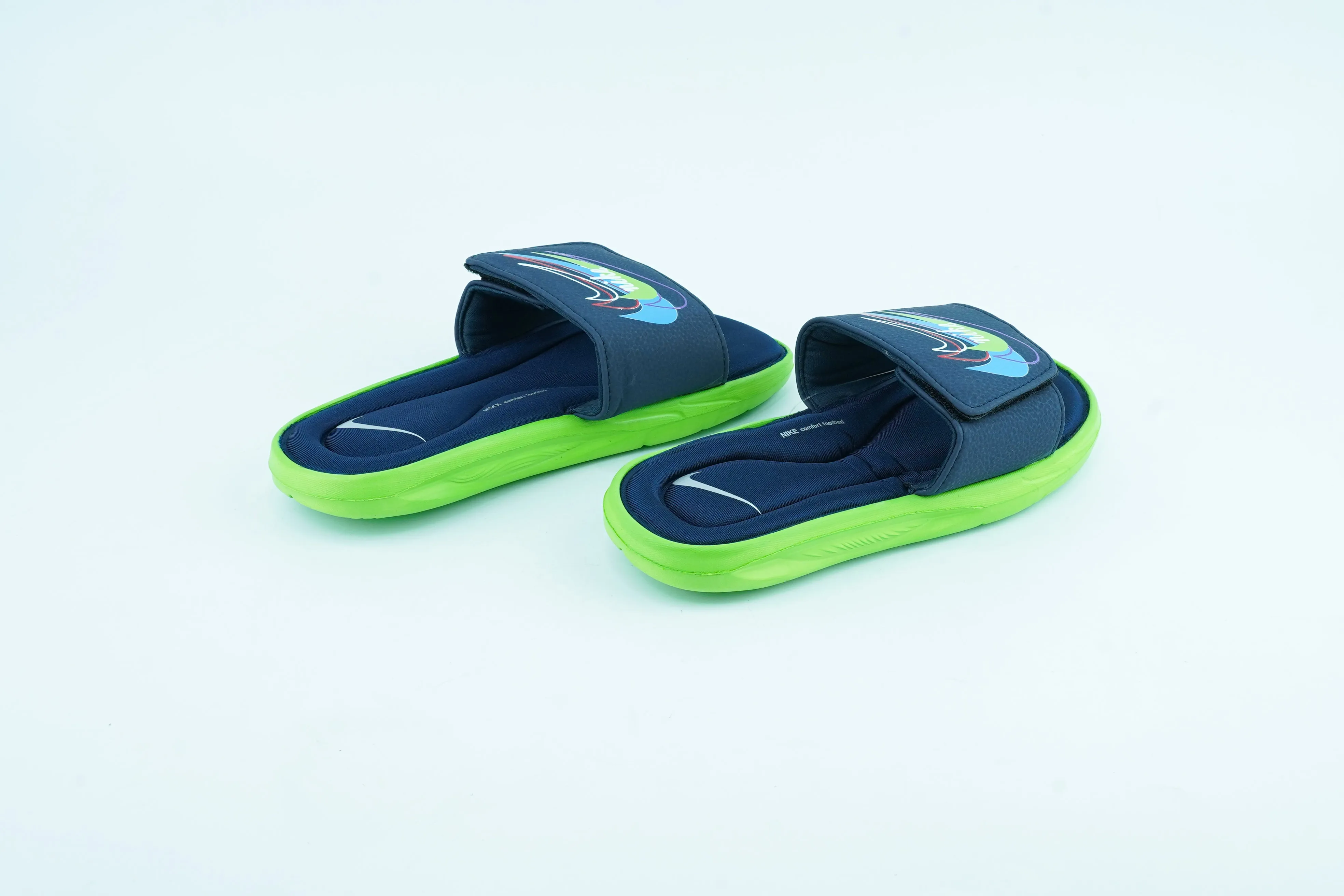 Blue and Green Nike Trendy Slippers For Men