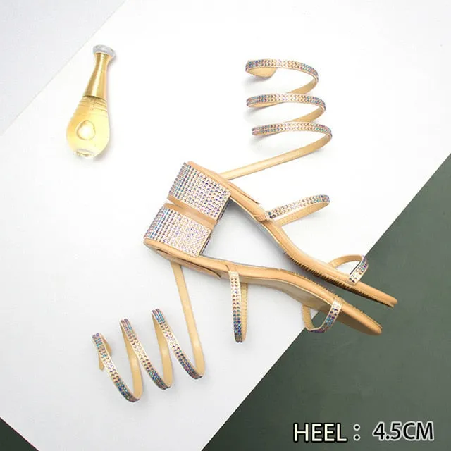 Breathable Rhinestone Low-Heeled Sandal