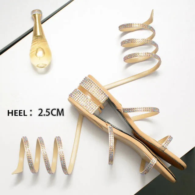 Breathable Rhinestone Low-Heeled Sandal