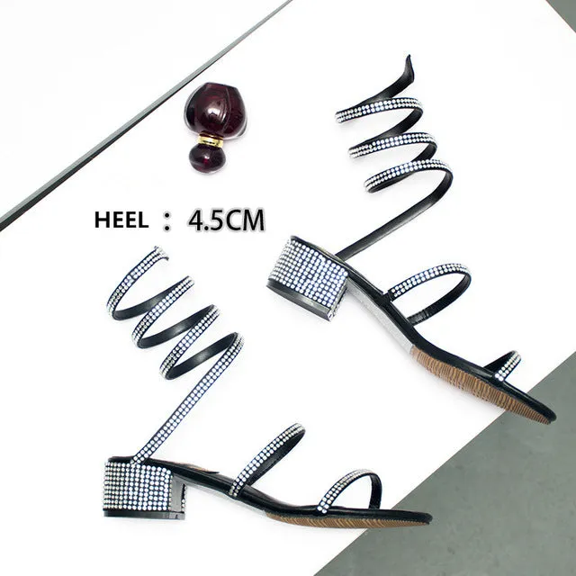 Breathable Rhinestone Low-Heeled Sandal