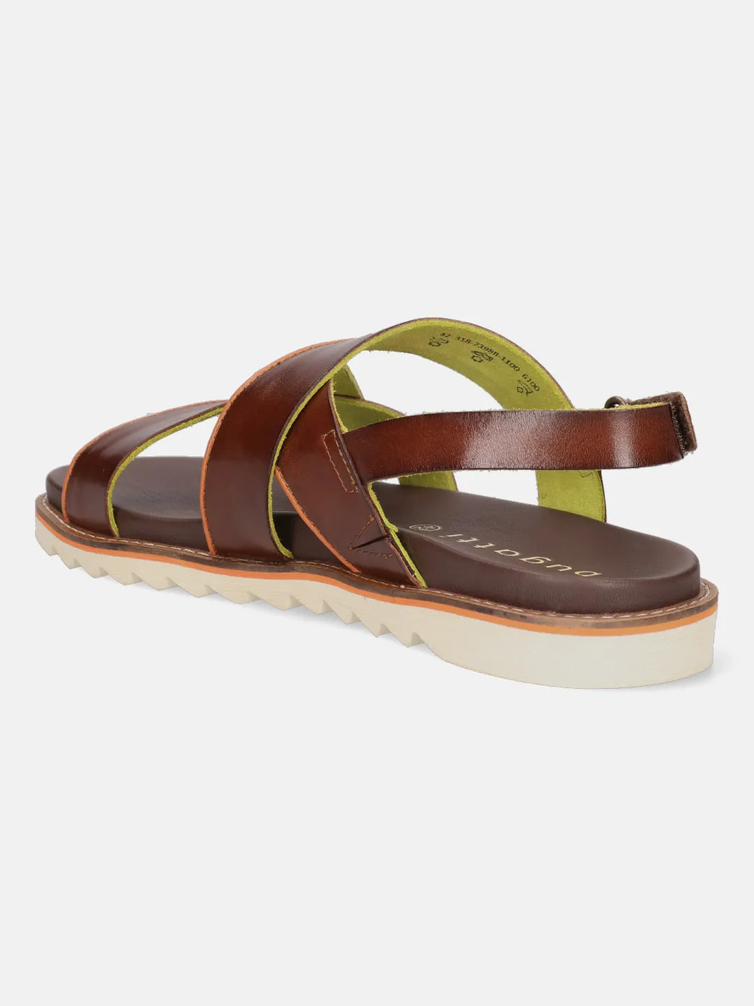 bugatti Dark Brown Premium Leather Back Strap Sandals