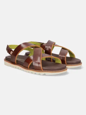 bugatti Dark Brown Premium Leather Back Strap Sandals