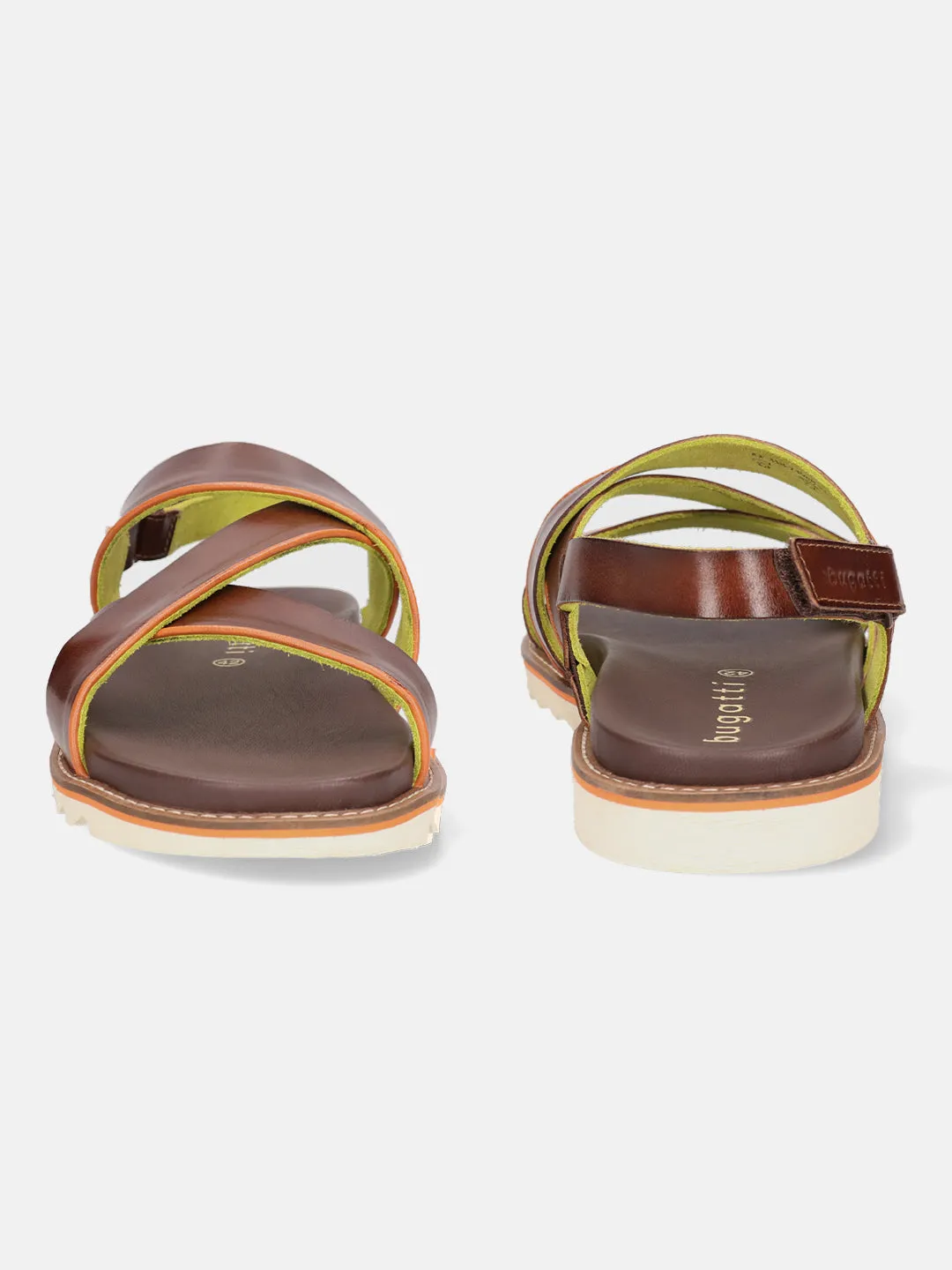 bugatti Dark Brown Premium Leather Back Strap Sandals