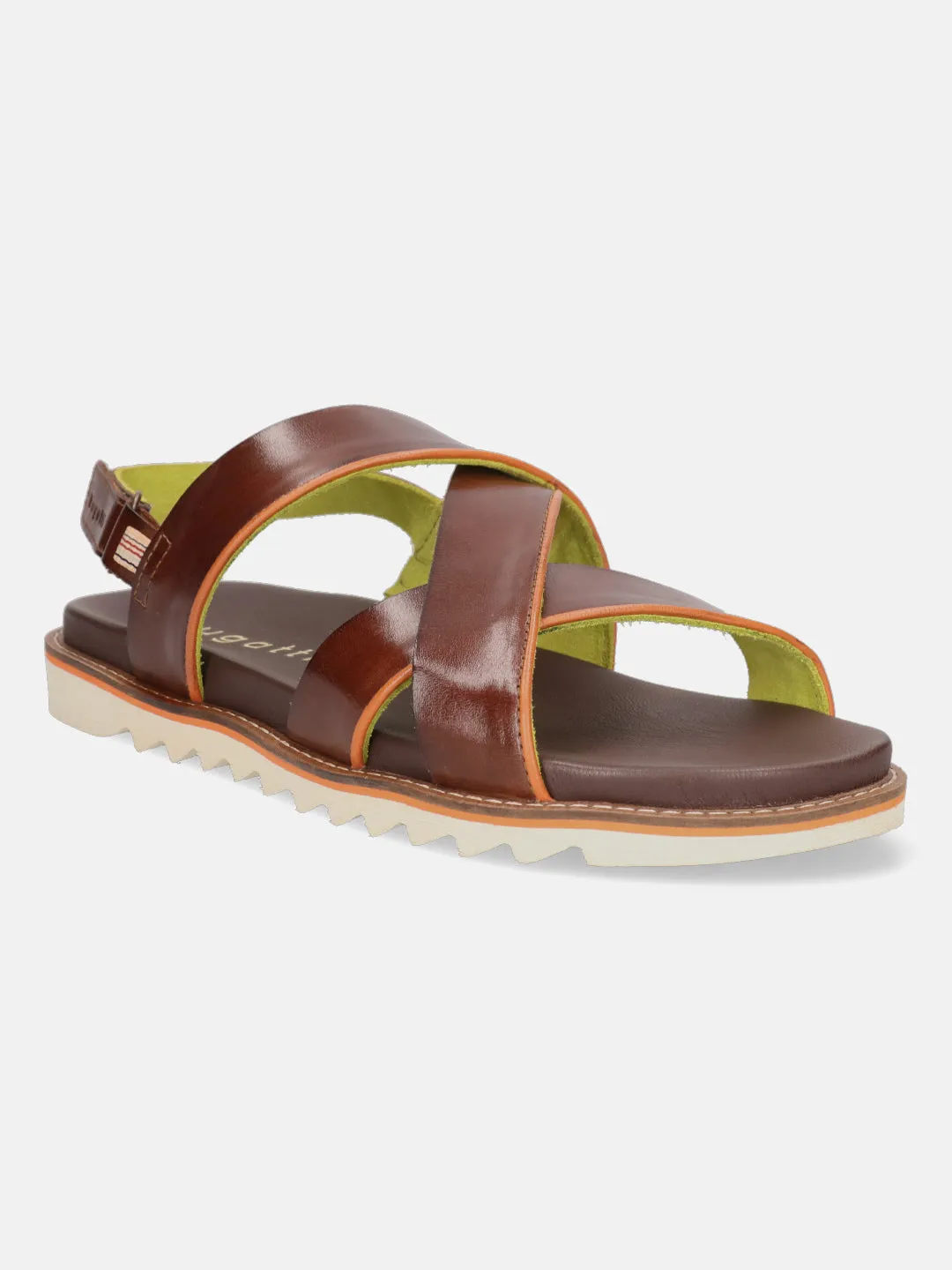 bugatti Dark Brown Premium Leather Back Strap Sandals