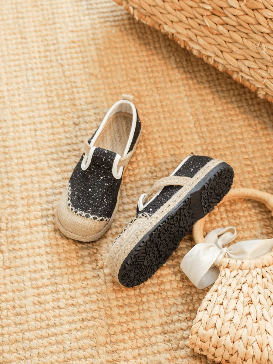 Cactus Rose | Renata Sparkle Linen Espadrilles - Black