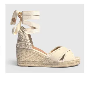 Castaner Bluma 6 Ivory Canvas Wedge Espadrilles