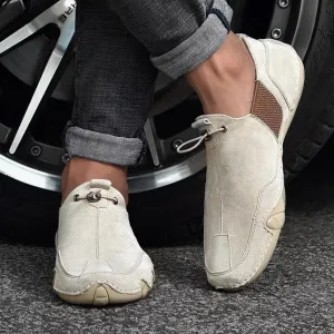 Casual Slip-On Leather Loafers: Stylish, Comfortable Men's Sneakers for Outdoor Activities