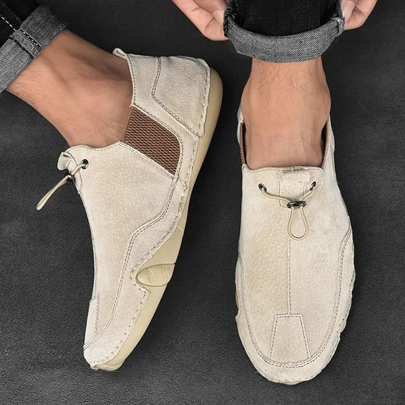 Casual Slip-On Leather Loafers: Stylish, Comfortable Men's Sneakers for Outdoor Activities