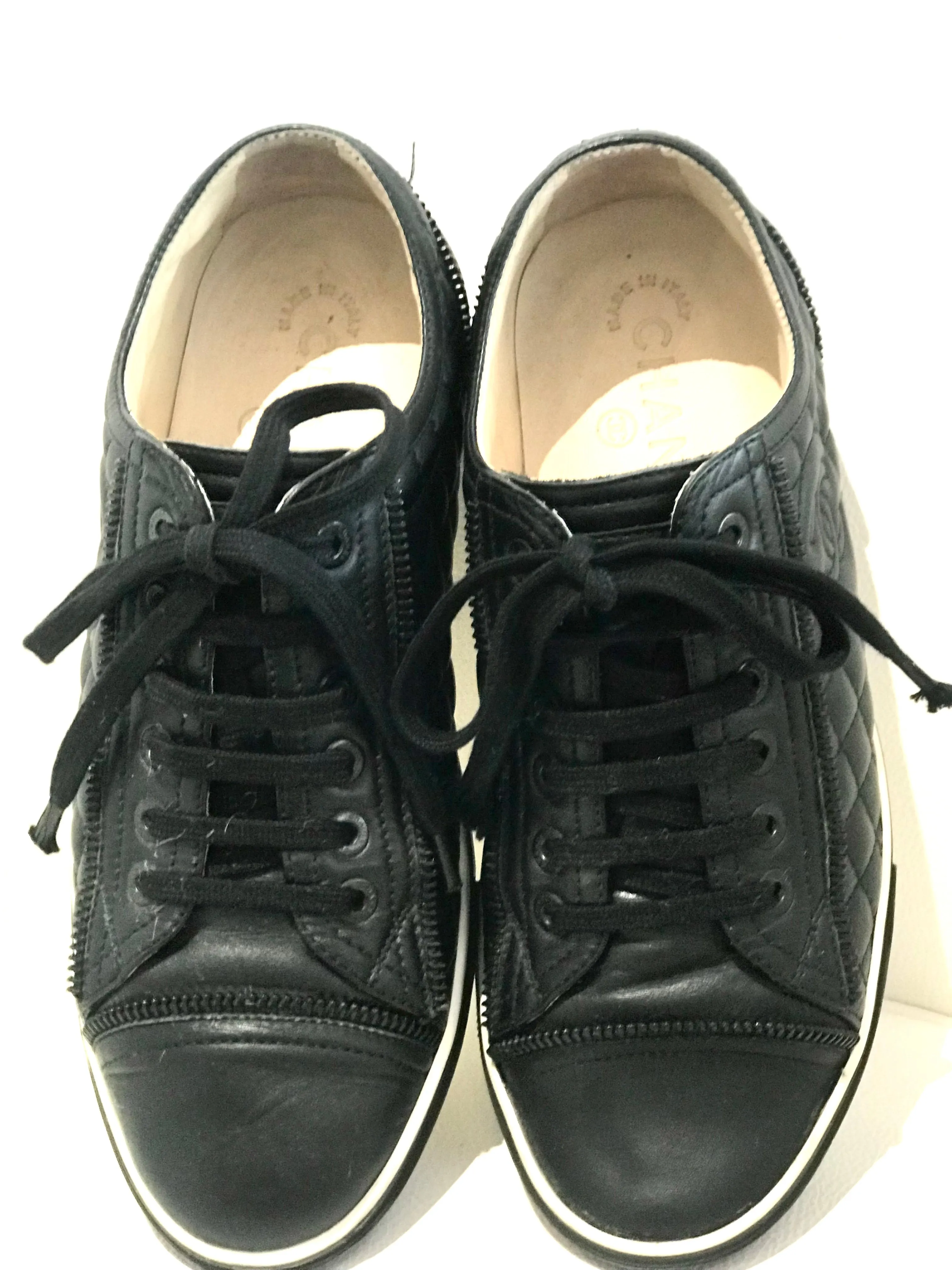 Chanel Black Leather Sneakers