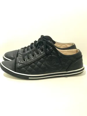 Chanel Black Leather Sneakers