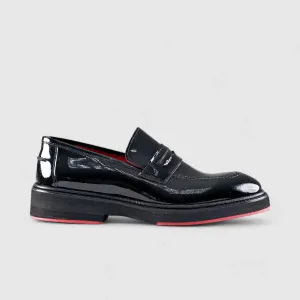 Chunky Sole Dress Loafers Black Patent 0236