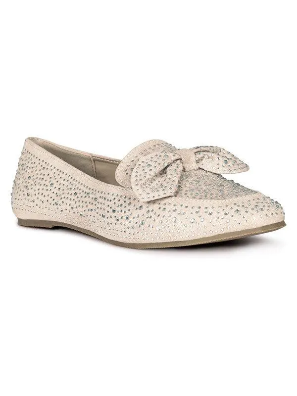 Dewdrops Embellished Casual Bow Loafers