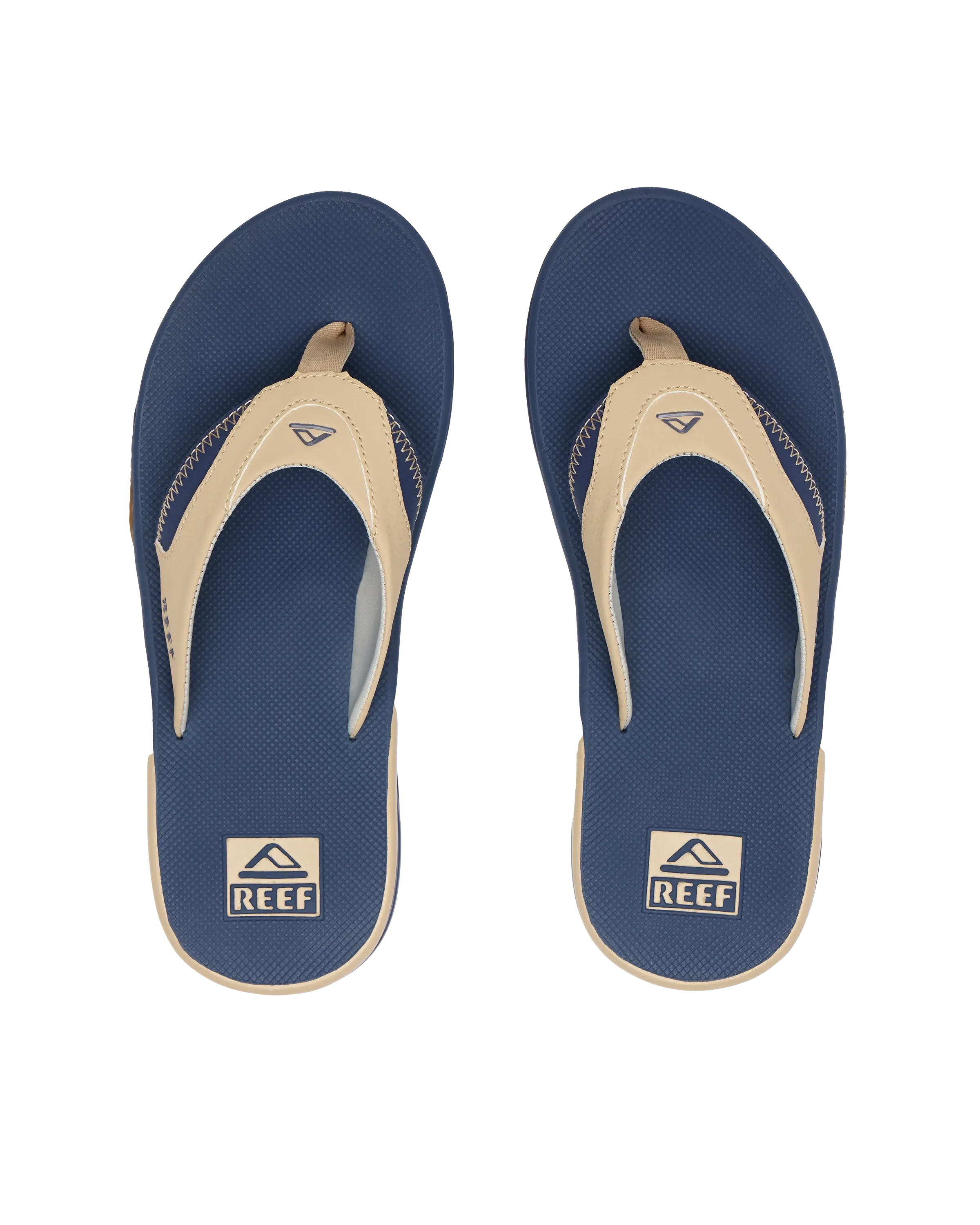 Fanning Flip Flops in Tan, Navy & Tan