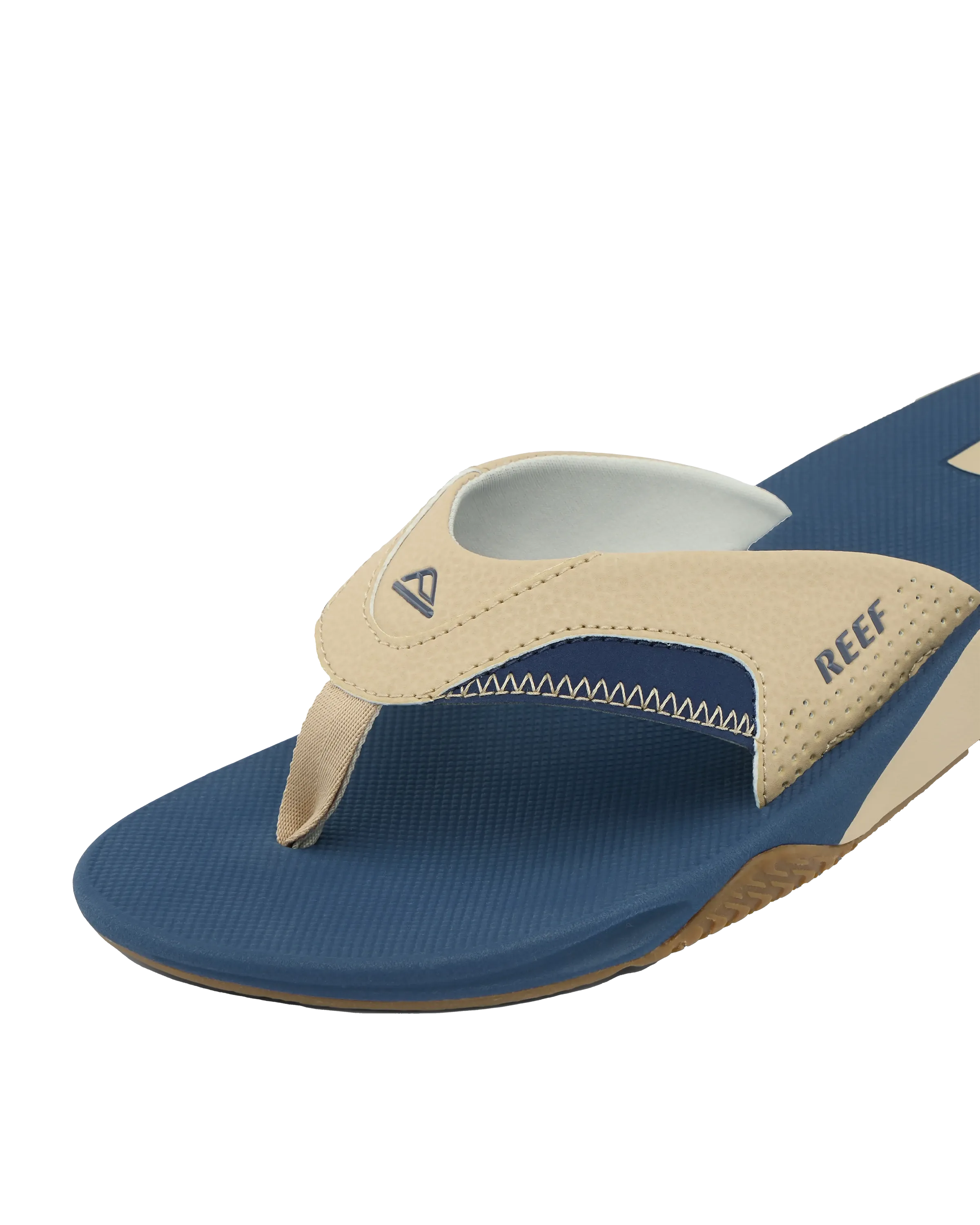 Fanning Flip Flops in Tan, Navy & Tan