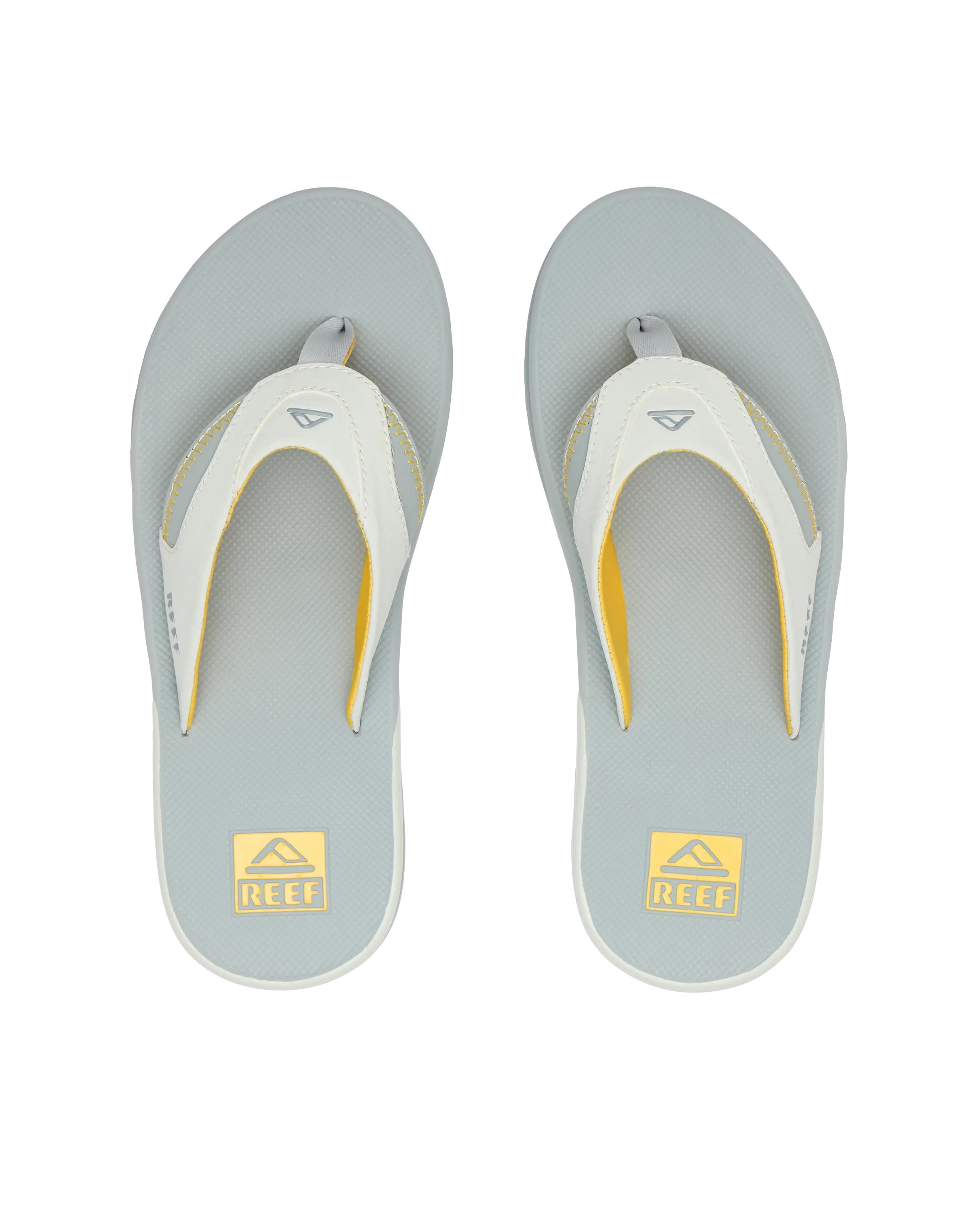 Fanning Flip Flops in Yellow, Grey & Grey