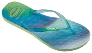 Havaianas Slim Metallic Logo In Blue Multi For Women