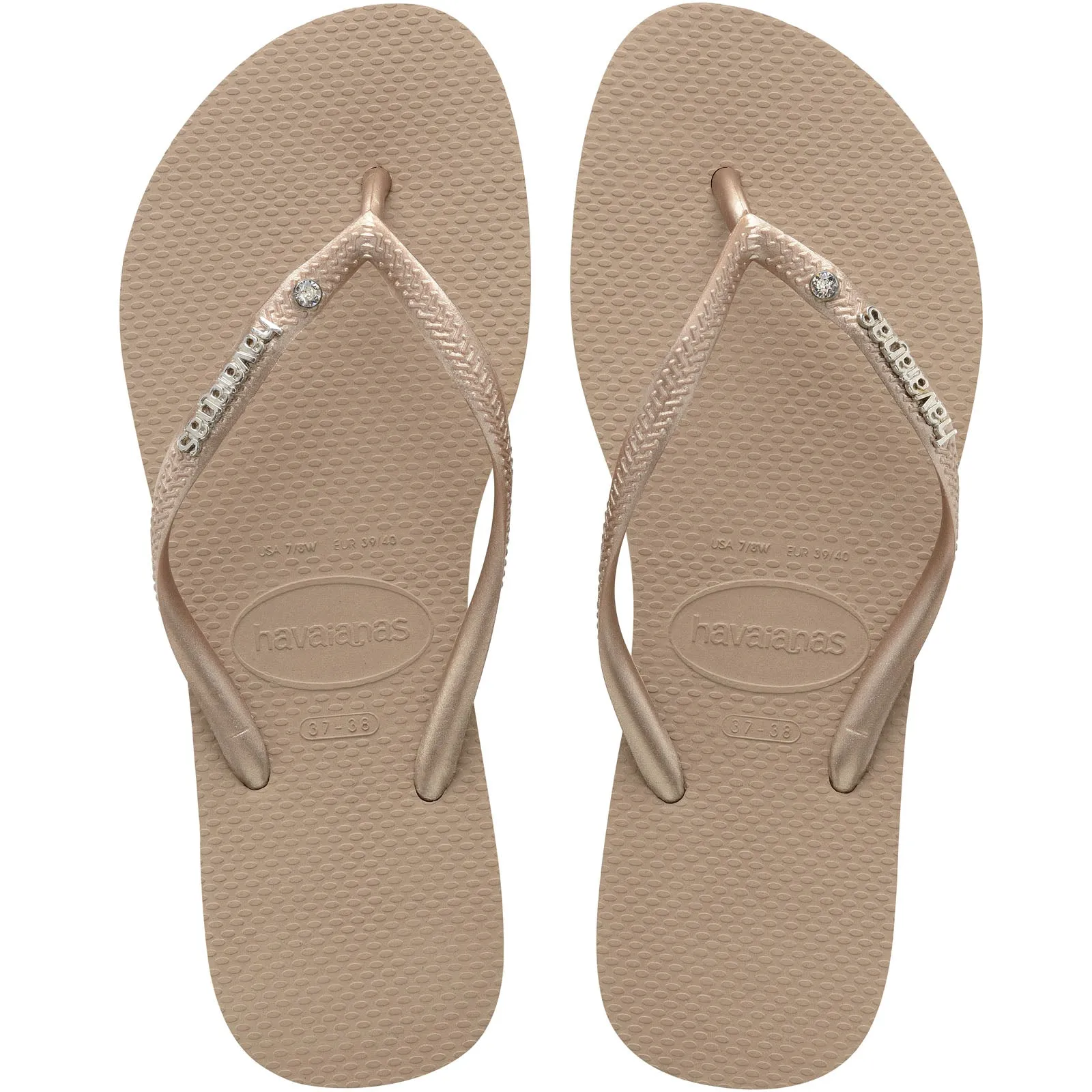 Havaianas Womens Slim Metal & Crystal Flip Flops