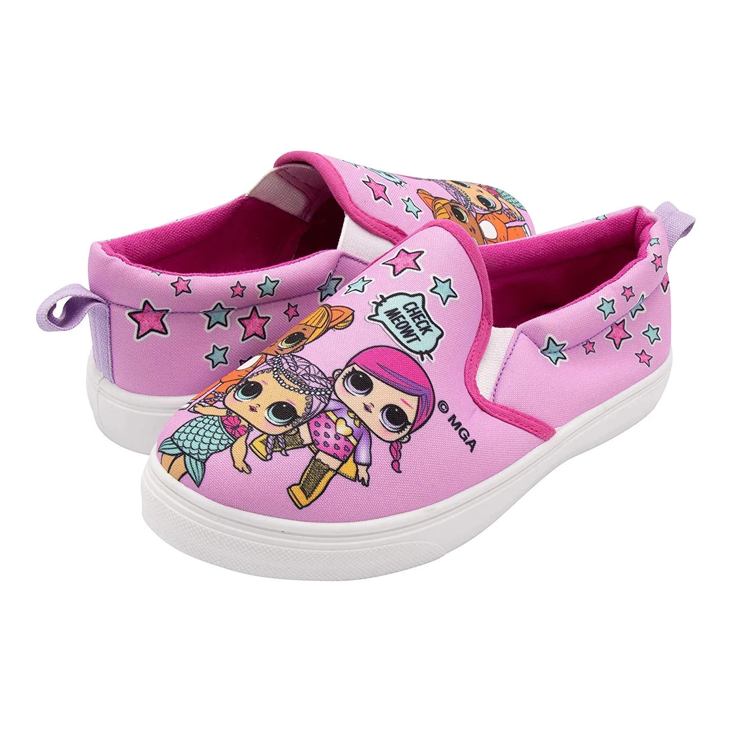 L.O.L. Surprise! Girls Slip-On Canvas Sneaker; Pink Size 11