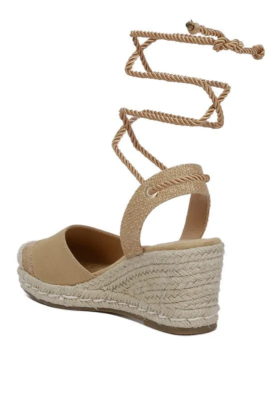 London Rag Aiden Lace-Up Micro Suede Crochet Espadrilles