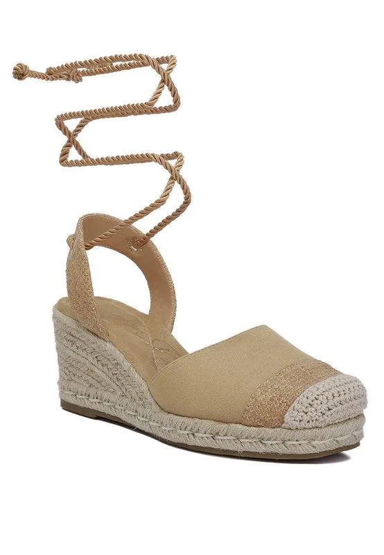 London Rag Aiden Lace-Up Micro Suede Crochet Espadrilles