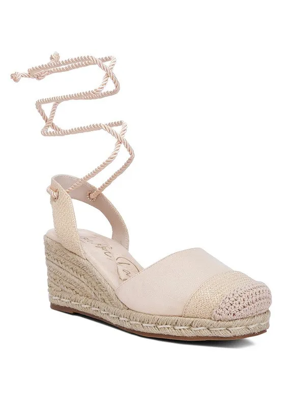 London Rag Aiden Lace-Up Micro Suede Crochet Espadrilles