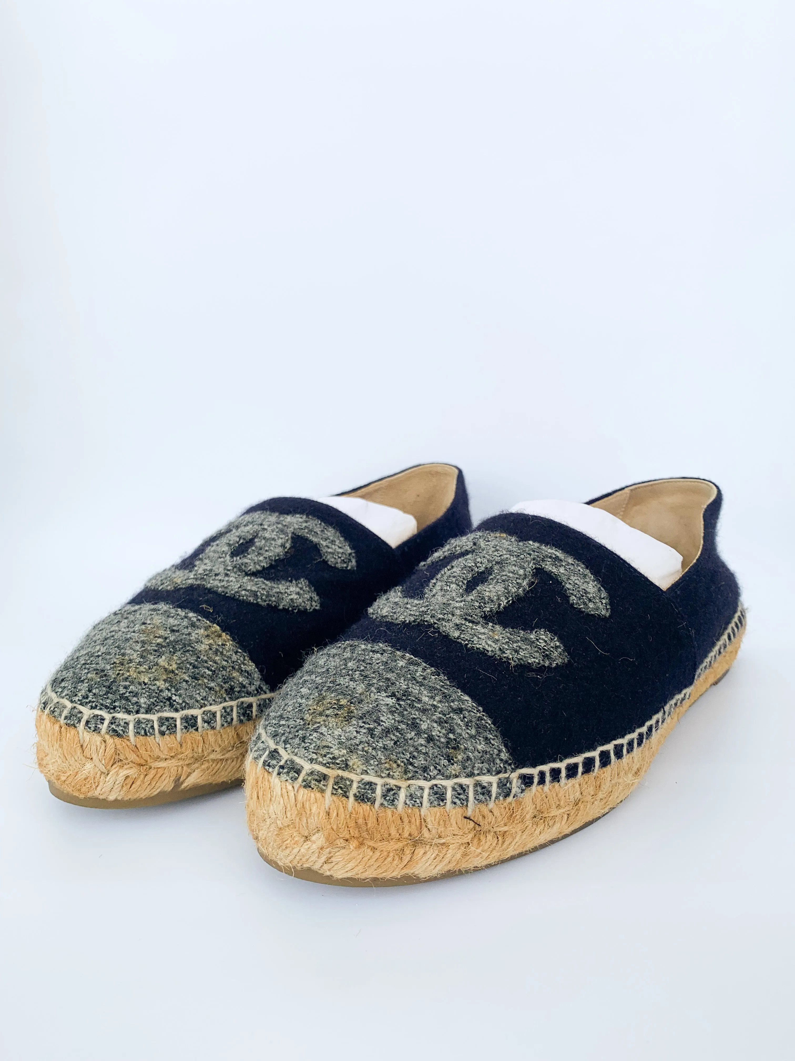 <b>CHANEL</b> <br>Espadrilles Tweed Felt 38