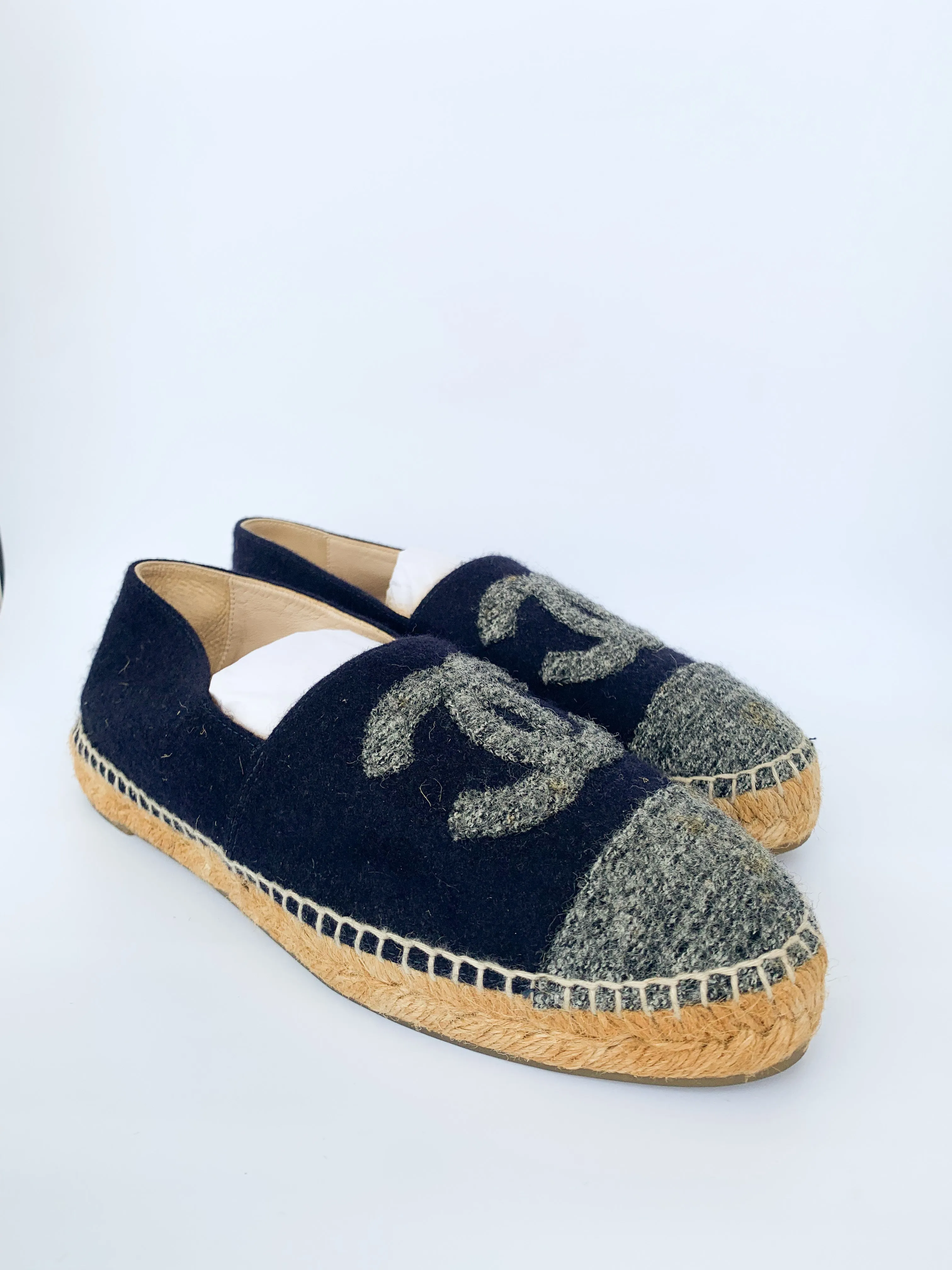 <b>CHANEL</b> <br>Espadrilles Tweed Felt 38