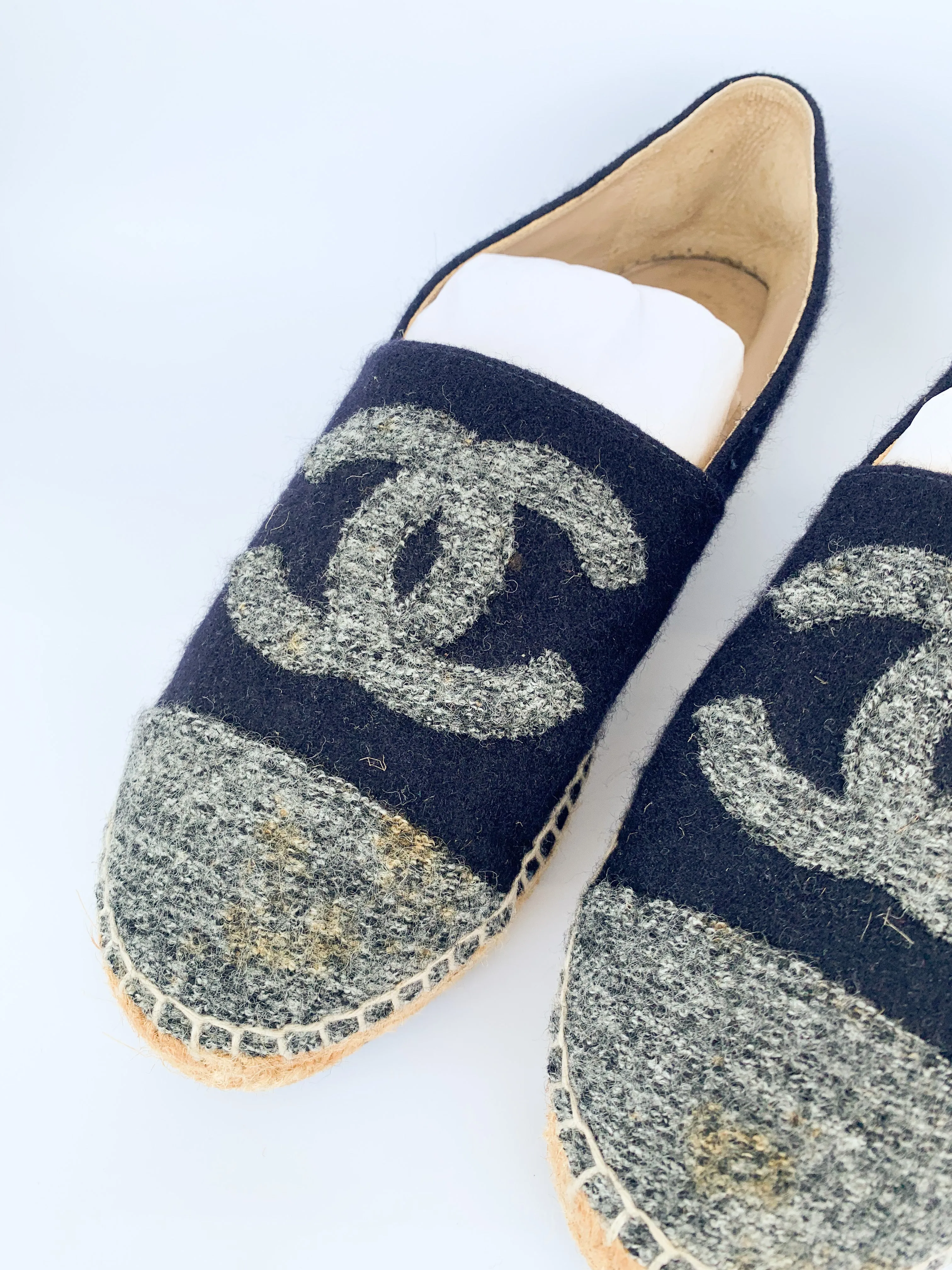 <b>CHANEL</b> <br>Espadrilles Tweed Felt 38