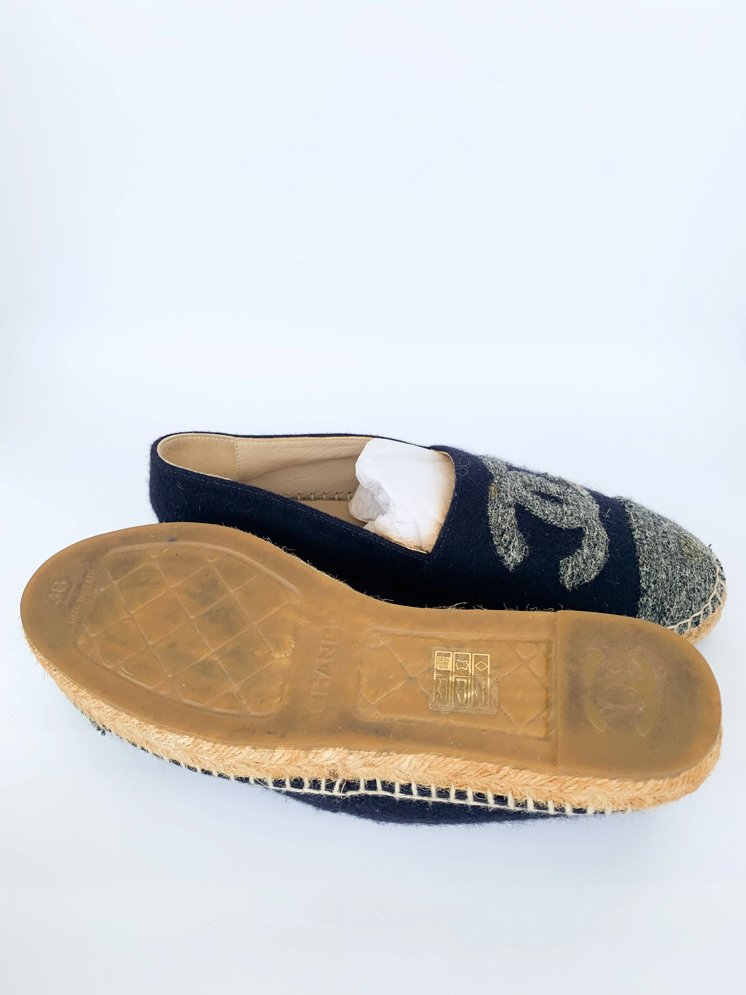 <b>CHANEL</b> <br>Espadrilles Tweed Felt 38