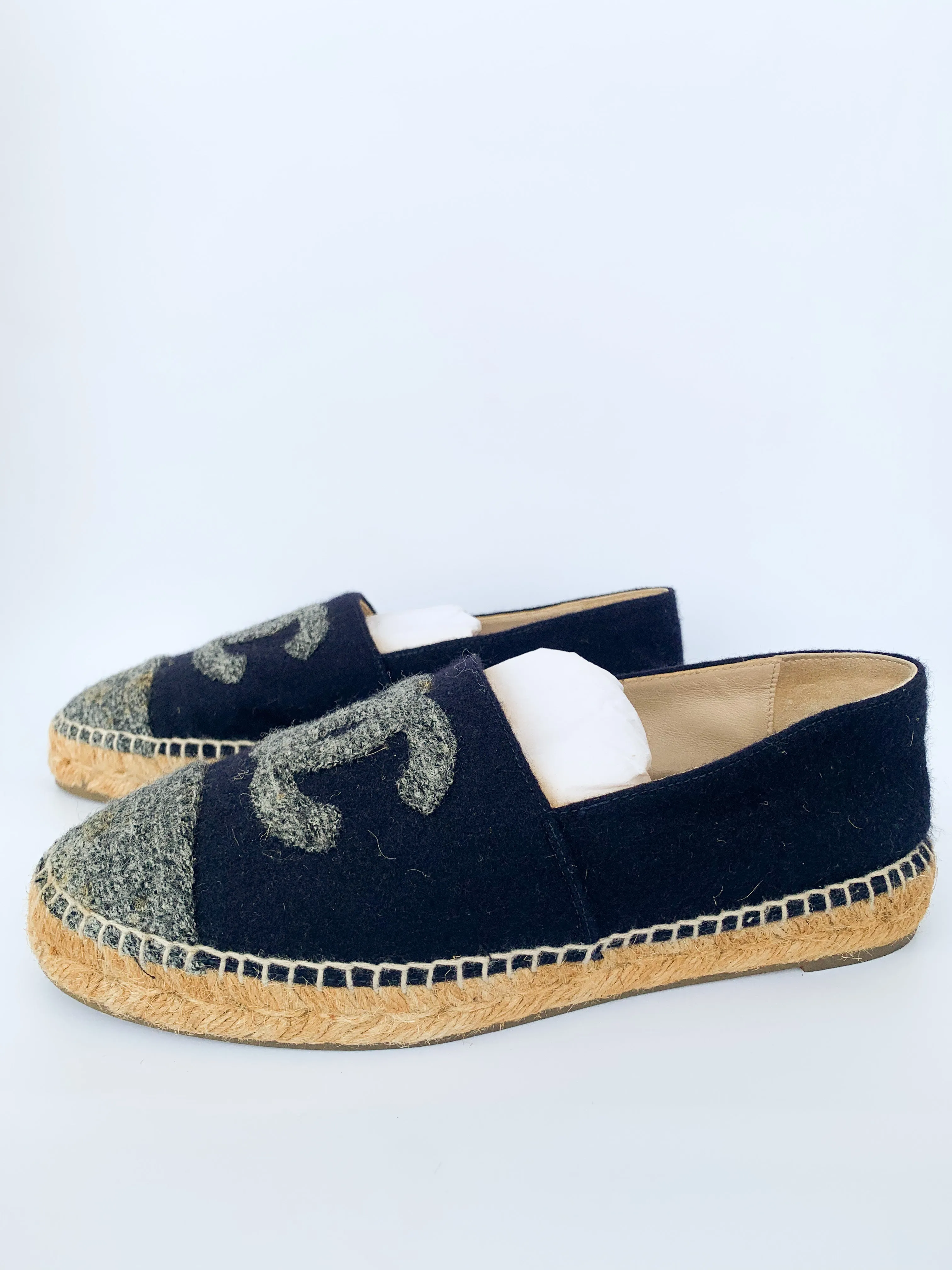 <b>CHANEL</b> <br>Espadrilles Tweed Felt 38