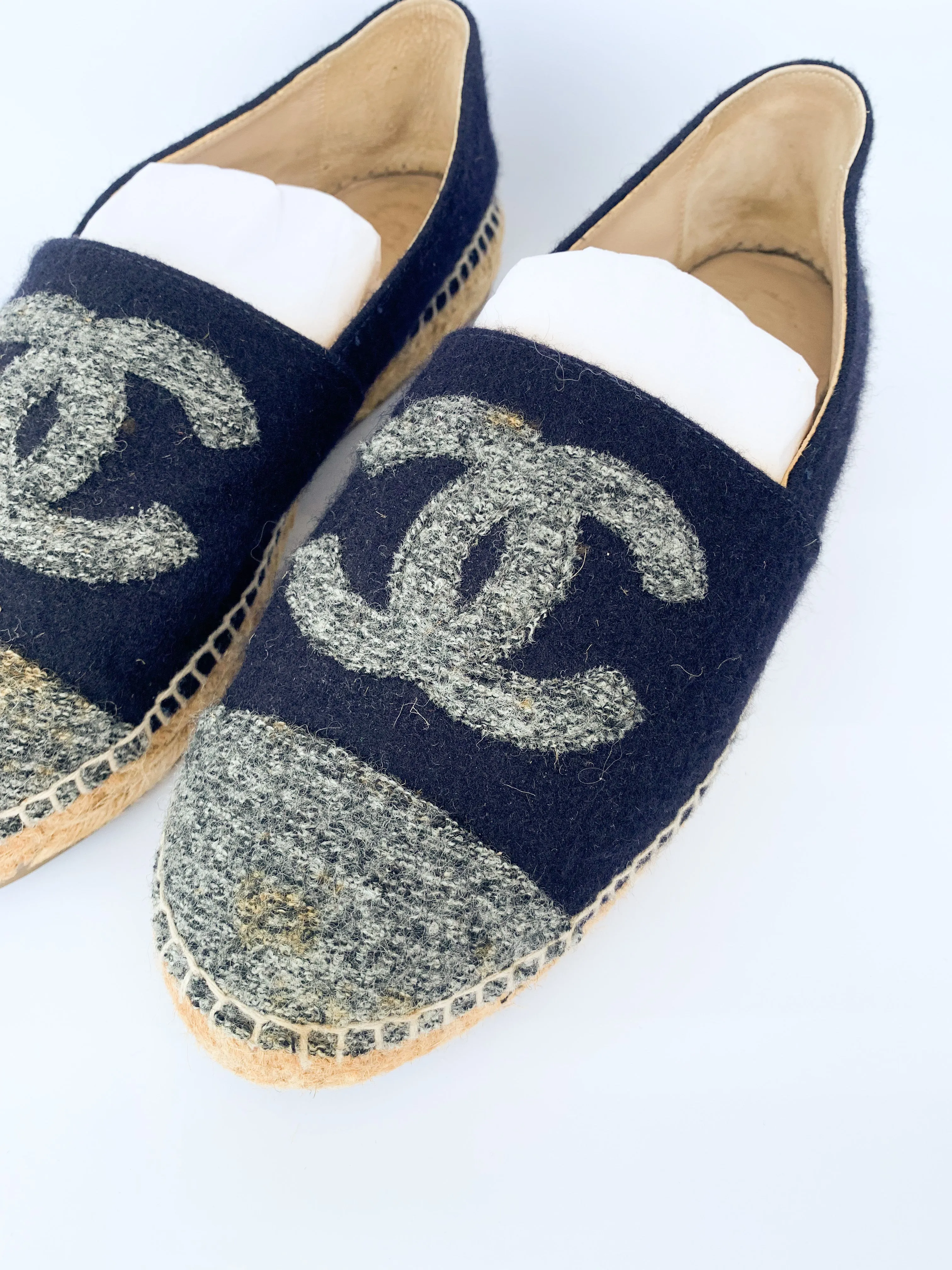 <b>CHANEL</b> <br>Espadrilles Tweed Felt 38