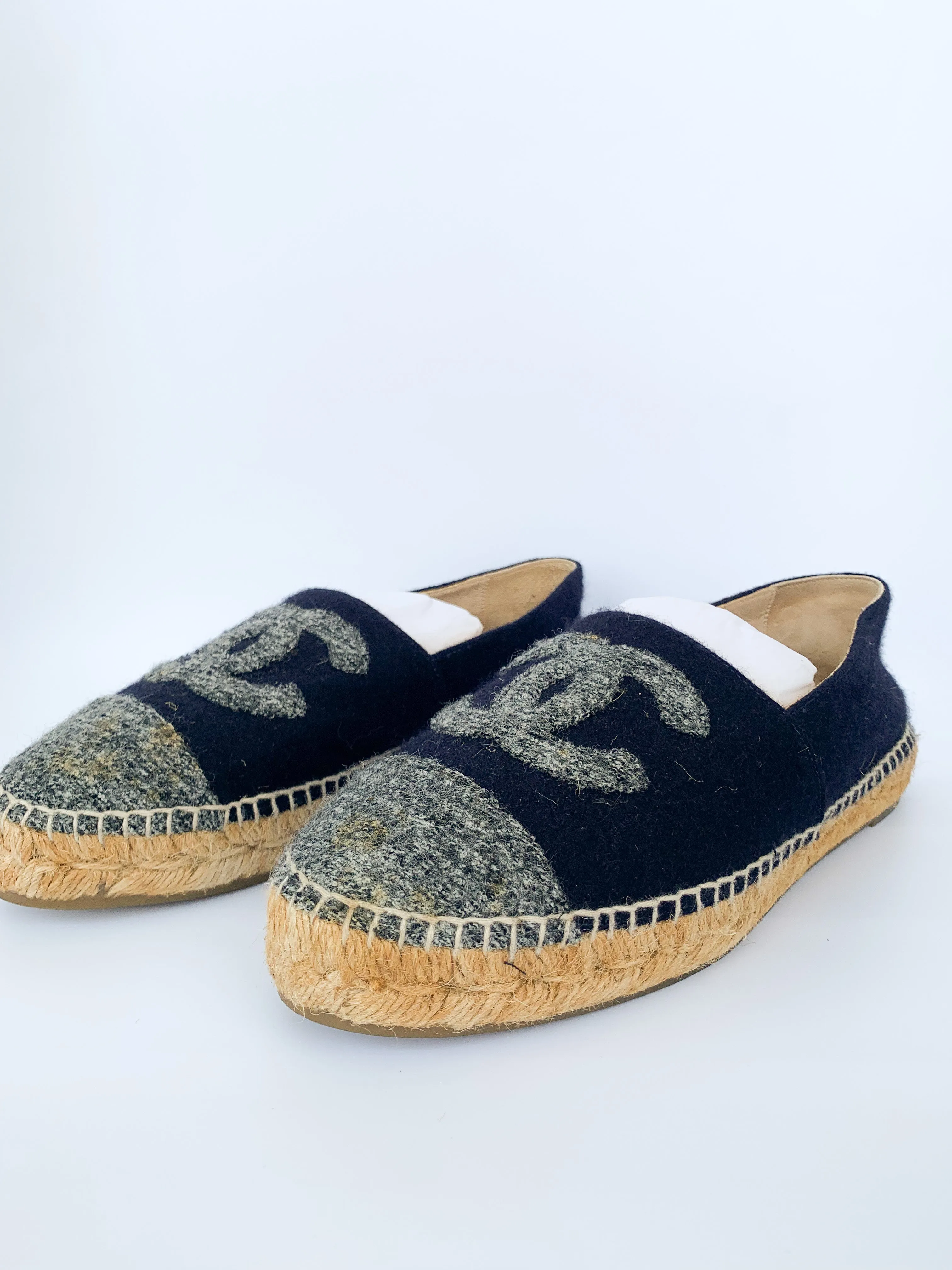 <b>CHANEL</b> <br>Espadrilles Tweed Felt 38