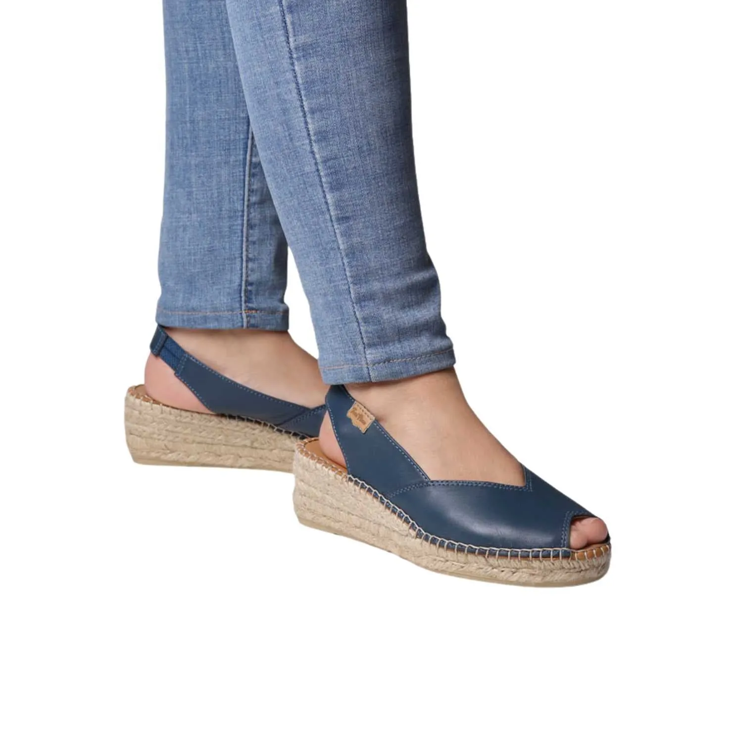 Plain Leather Wedge Espadrille for Women - Bernia-P