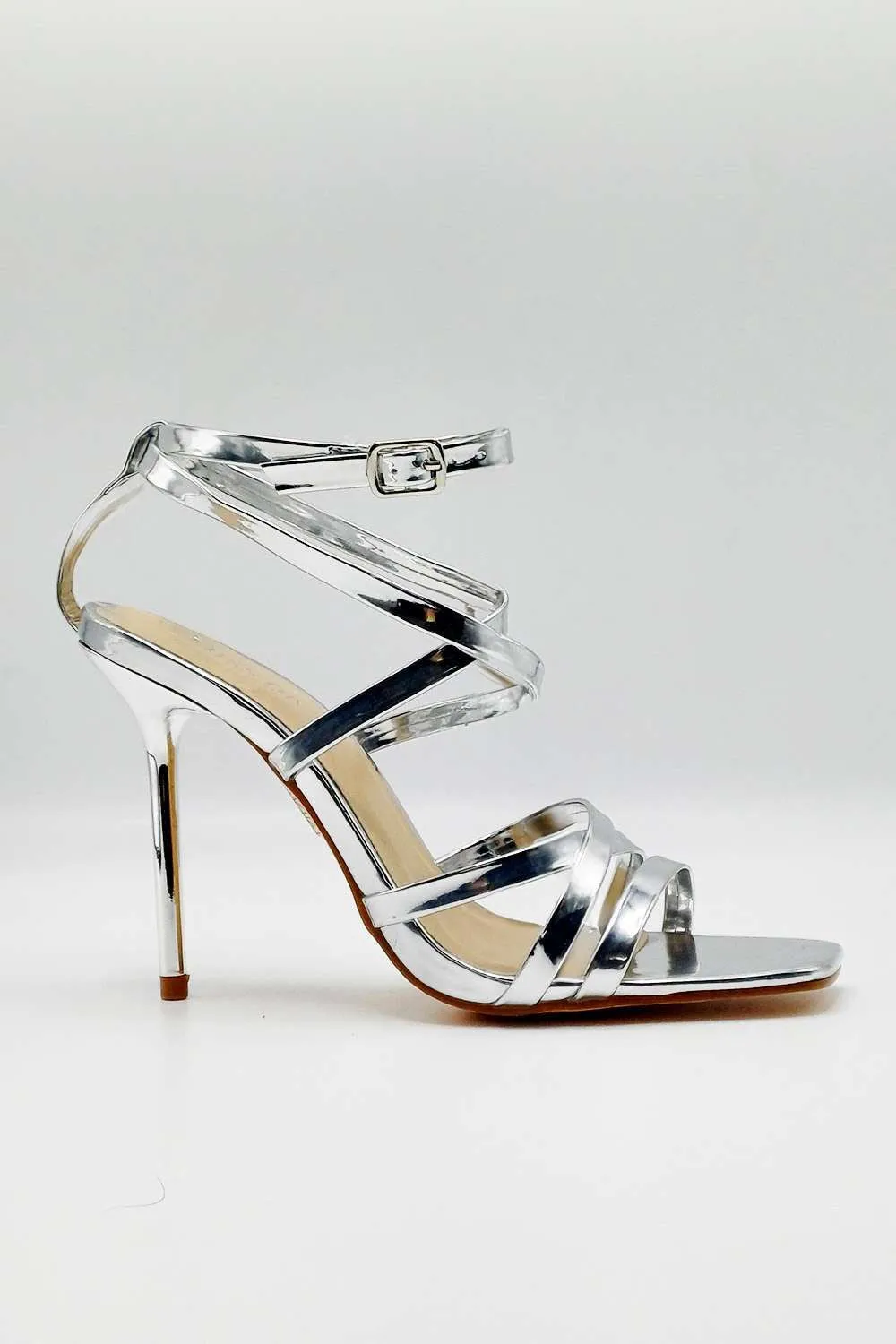 Reeba Strappy High Heel Sandals in Silver