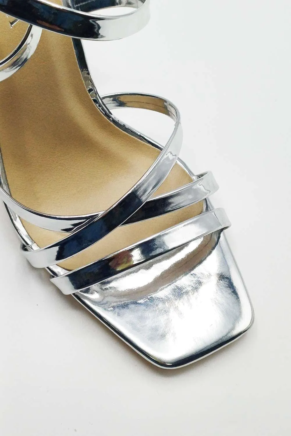 Reeba Strappy High Heel Sandals in Silver