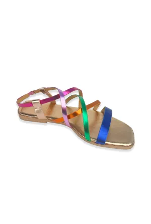 SAMPLE - Strappy Sandals - Metallic Rainbow