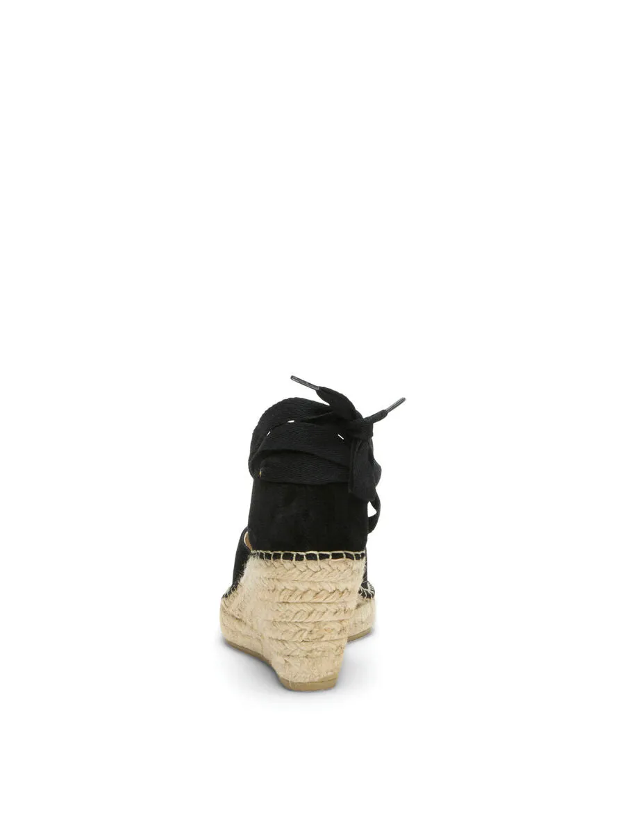 Selected Femme Eva Suede Wedge Espadrille - Black