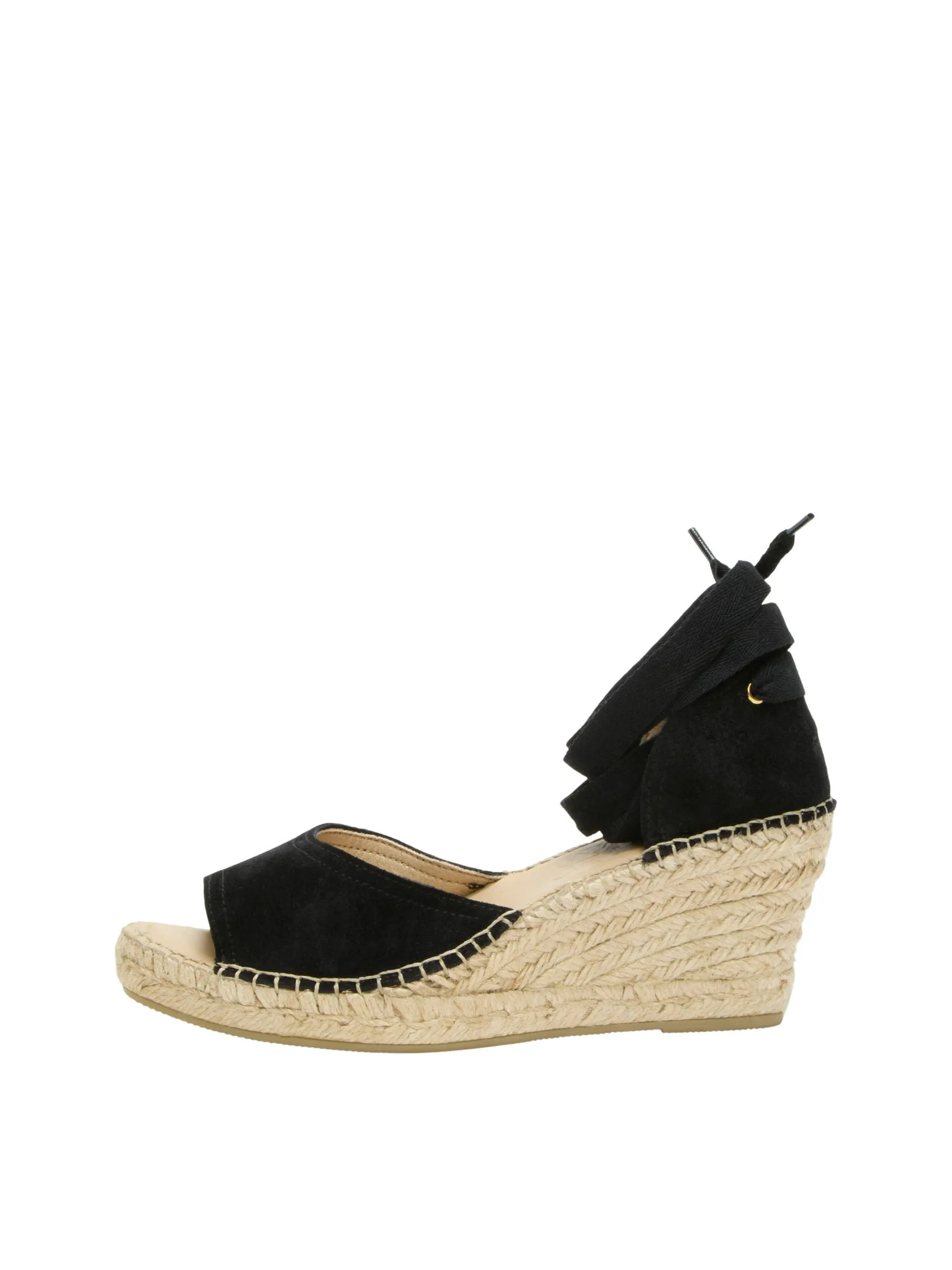 Selected Femme Eva Suede Wedge Espadrille - Black