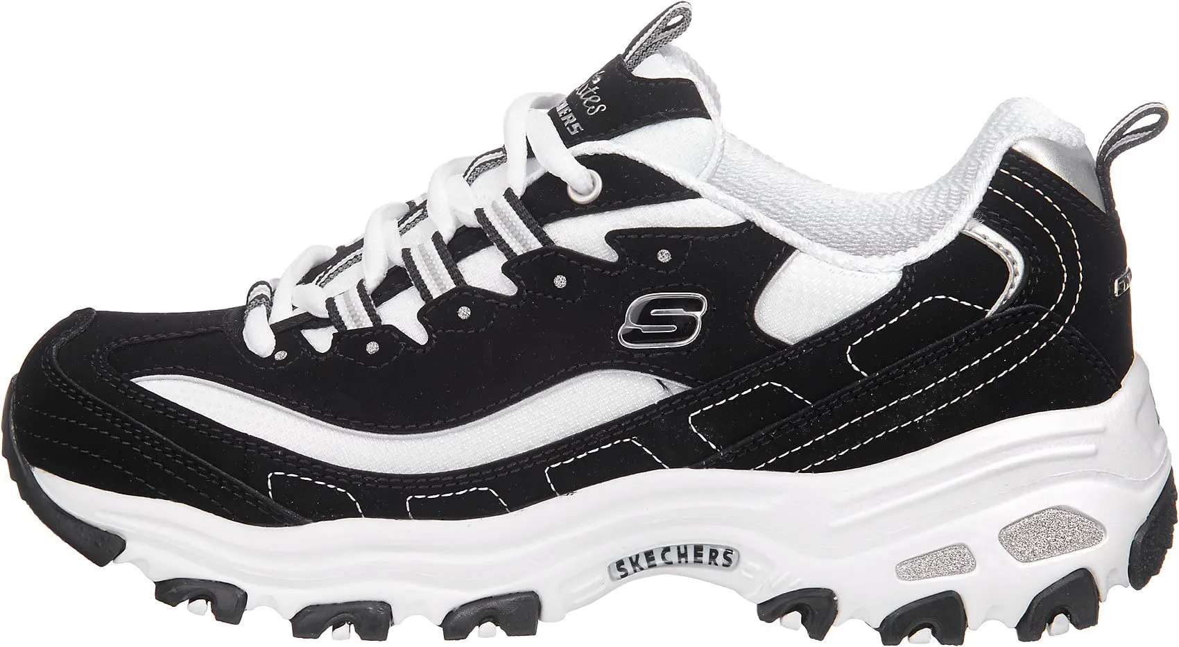 Skechers Sport Women's D'Lites Memory Foam Lace-up Sneaker,Biggest Fan Black/White