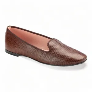 Smoks - Brown Croc Leather Smoking Loafer for Teen/Women by Pretty Ballerinas