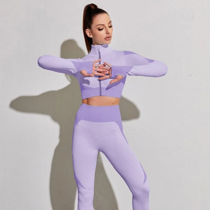 Sports Yoga suit running fitness nylon quick drying long sleeved trousers set women