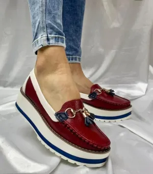 Step Bold Red Platform Loafers