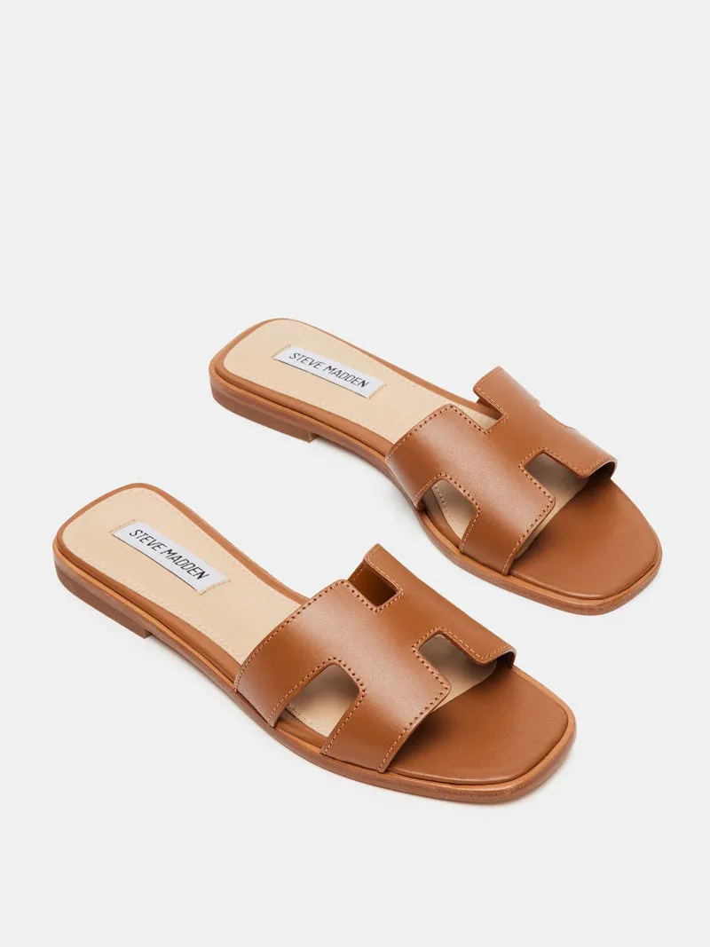 Steve Madden Hadyn Flat Sandal - Cognac Leather