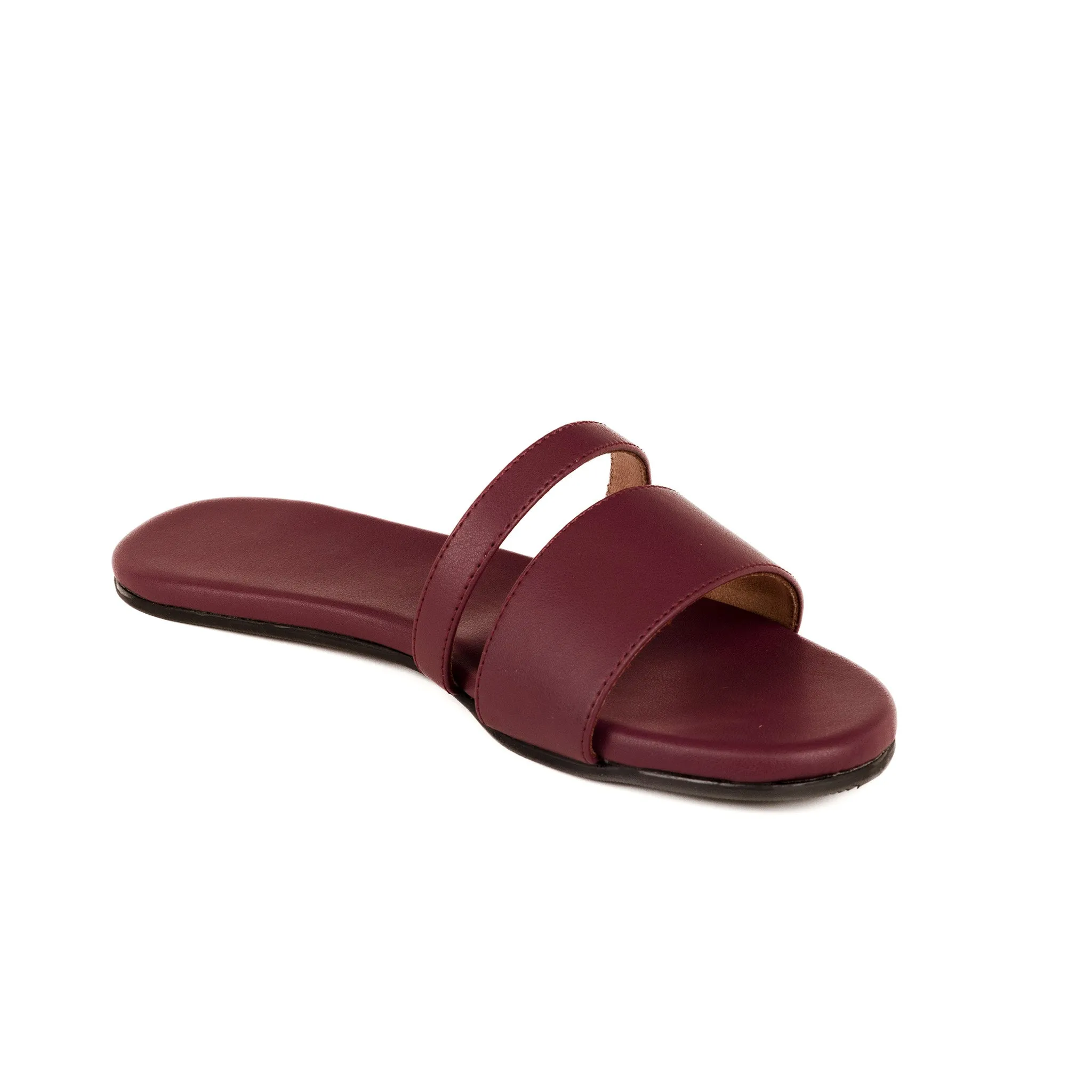 Tev Cloak Vegan Leather Maroon Women Slides Thrift Edit