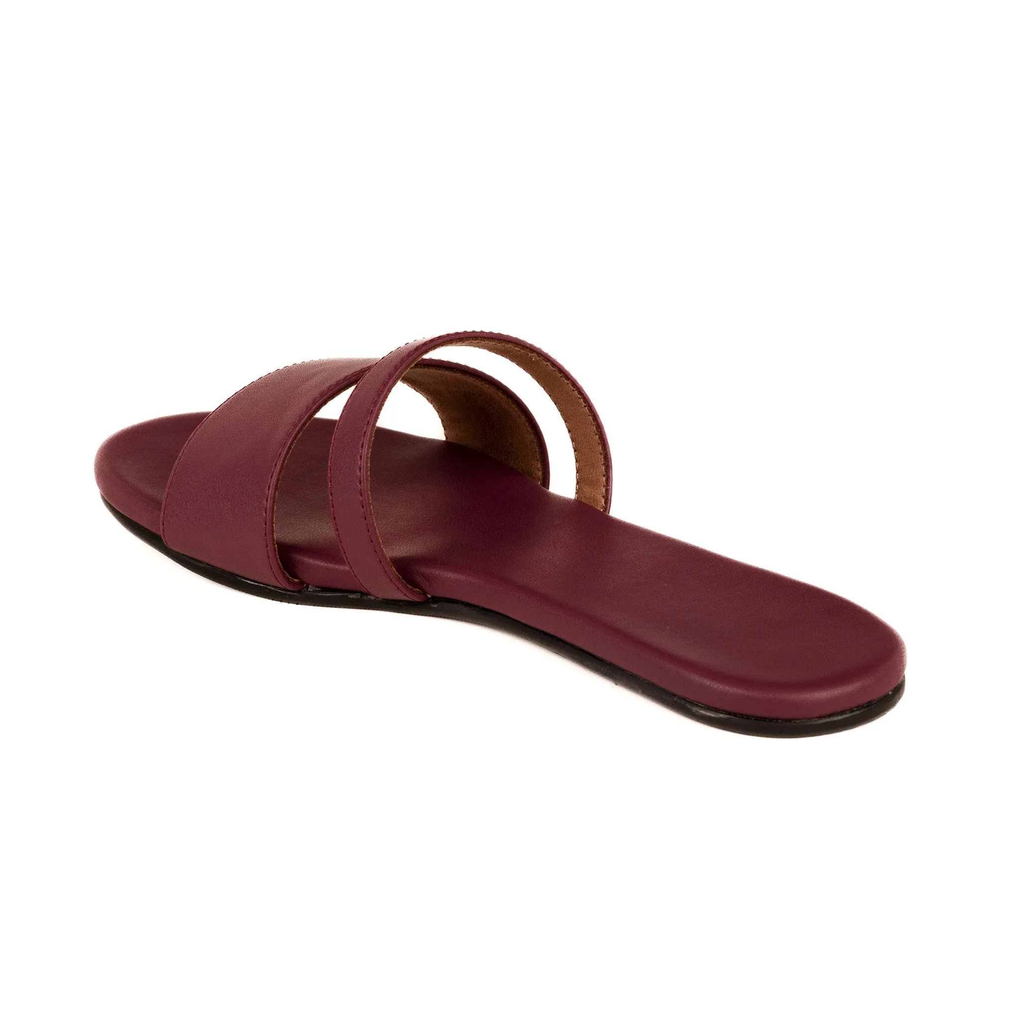 Tev Cloak Vegan Leather Maroon Women Slides Thrift Edit