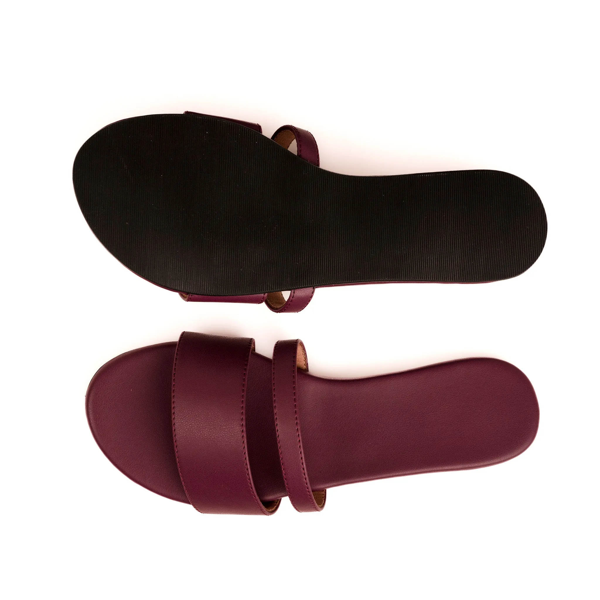 Tev Cloak Vegan Leather Maroon Women Slides Thrift Edit