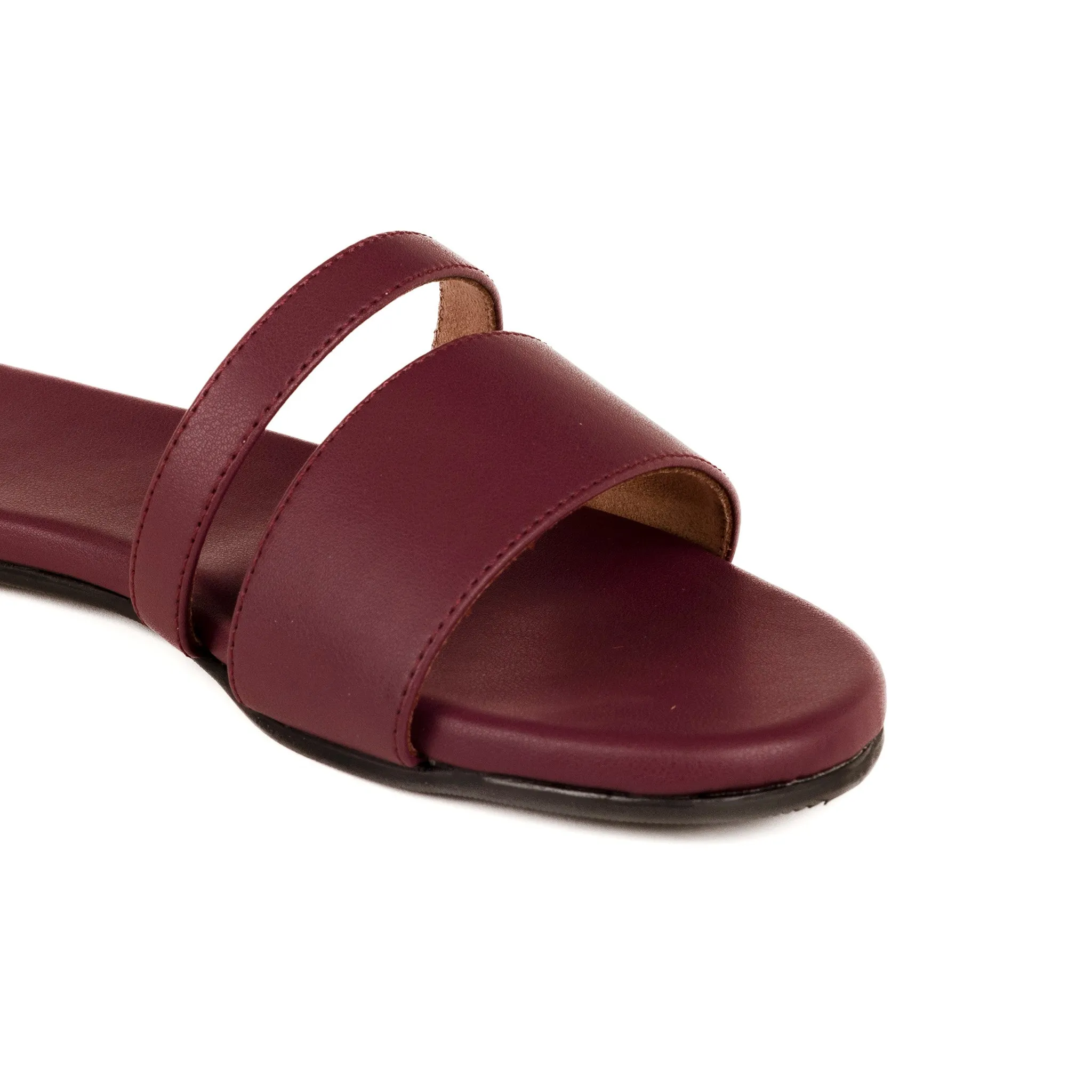 Tev Cloak Vegan Leather Maroon Women Slides Thrift Edit